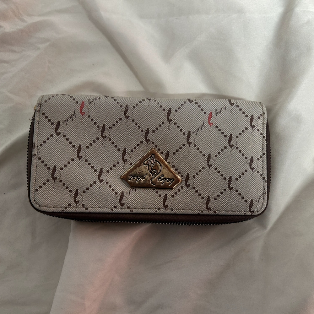 Baby Phat Cream and Brown Quilted Wallet